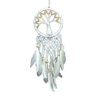 Tree of Life Macrame Dreamcatcher - Pure & Natural 16cm