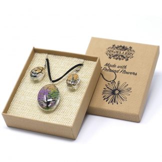 Pressed Flowers Jewellery - Tree of Life set - Mixed Colours