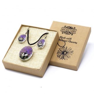 Pressed Flowers Jewellery - Tree of Life set - Lavender
